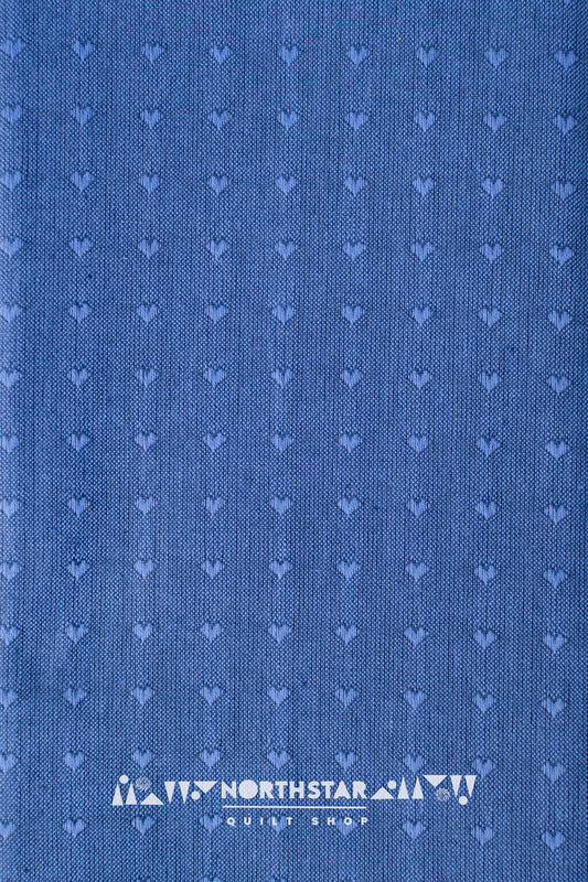 Blueberry Dobby Hearts | Fableism Supply Co Woven Cotton Quilting Yardage 55" Wide