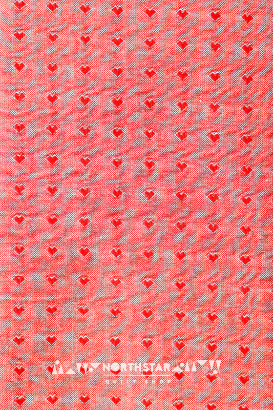 Cherry Dobby Hearts | Fableism Supply Co Woven Cotton Quilting Yardage 55" Wide