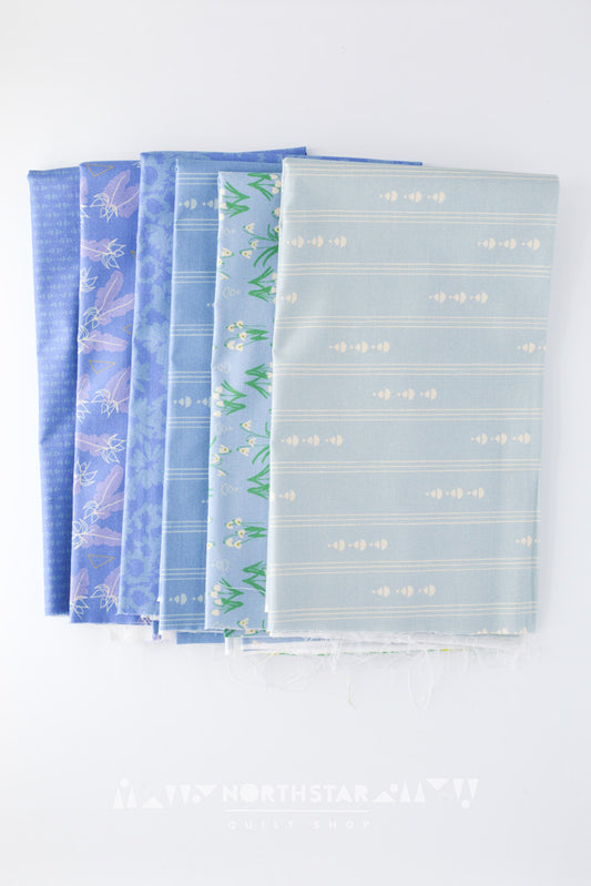 Sings of Spring in Blue Mini Collection | Wax and Wane Studio Cotton Quilting Bundle