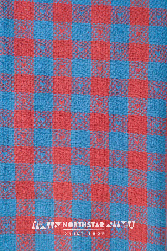 Royal Gingham Hearts | Fableism Supply Co Woven Cotton Quilting Yardage 55" Wide